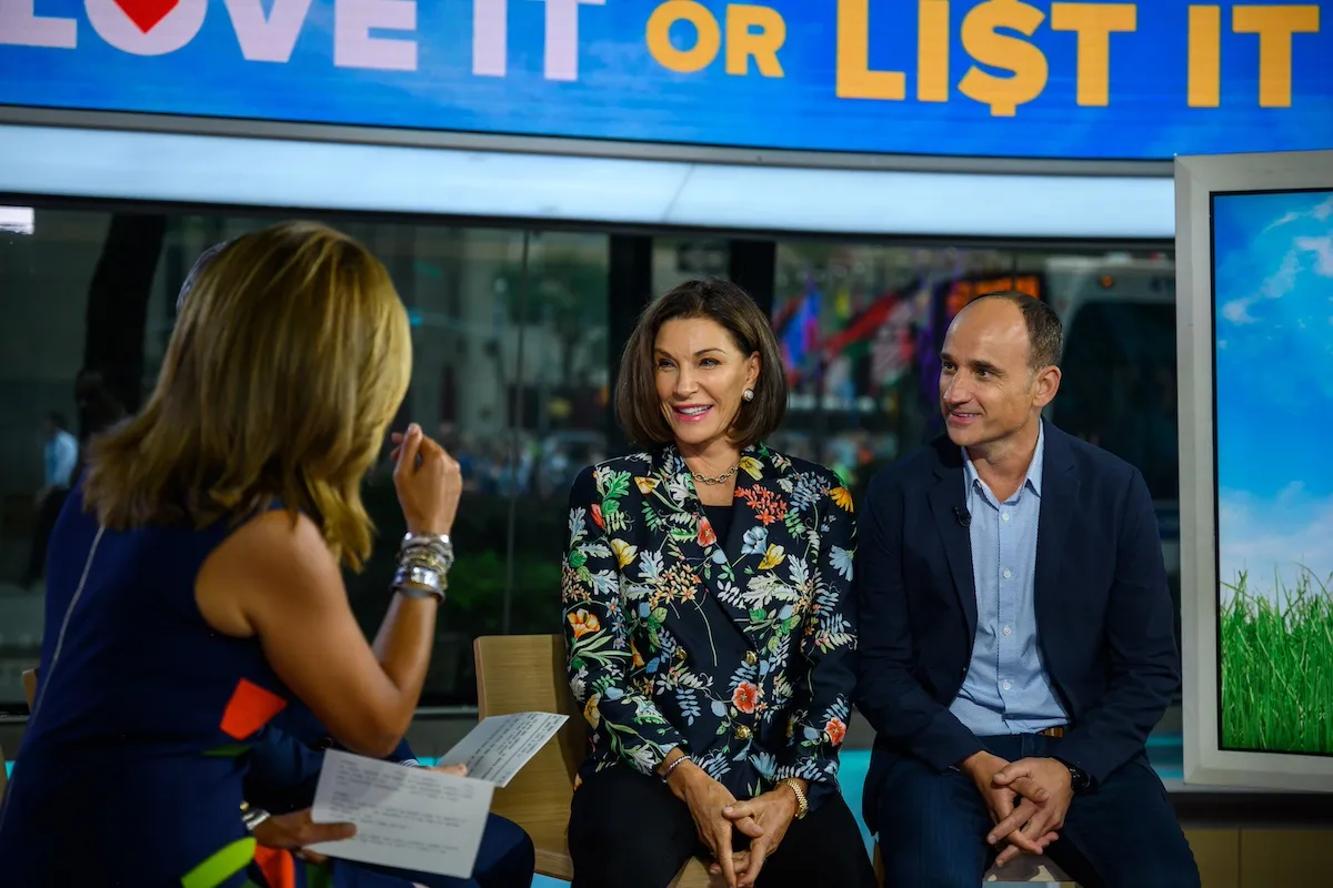 Hilary Farr and David Visentin sitting next to each other during an appearance on the Today show