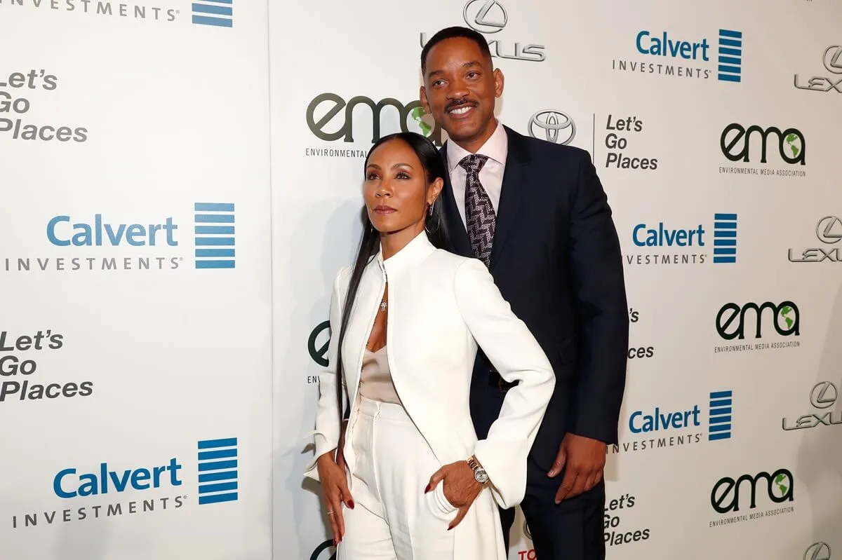 Will Smith posing alongside Jada Pinkett Smith at the Environmental Media Association 26th Annual EMA Awards.