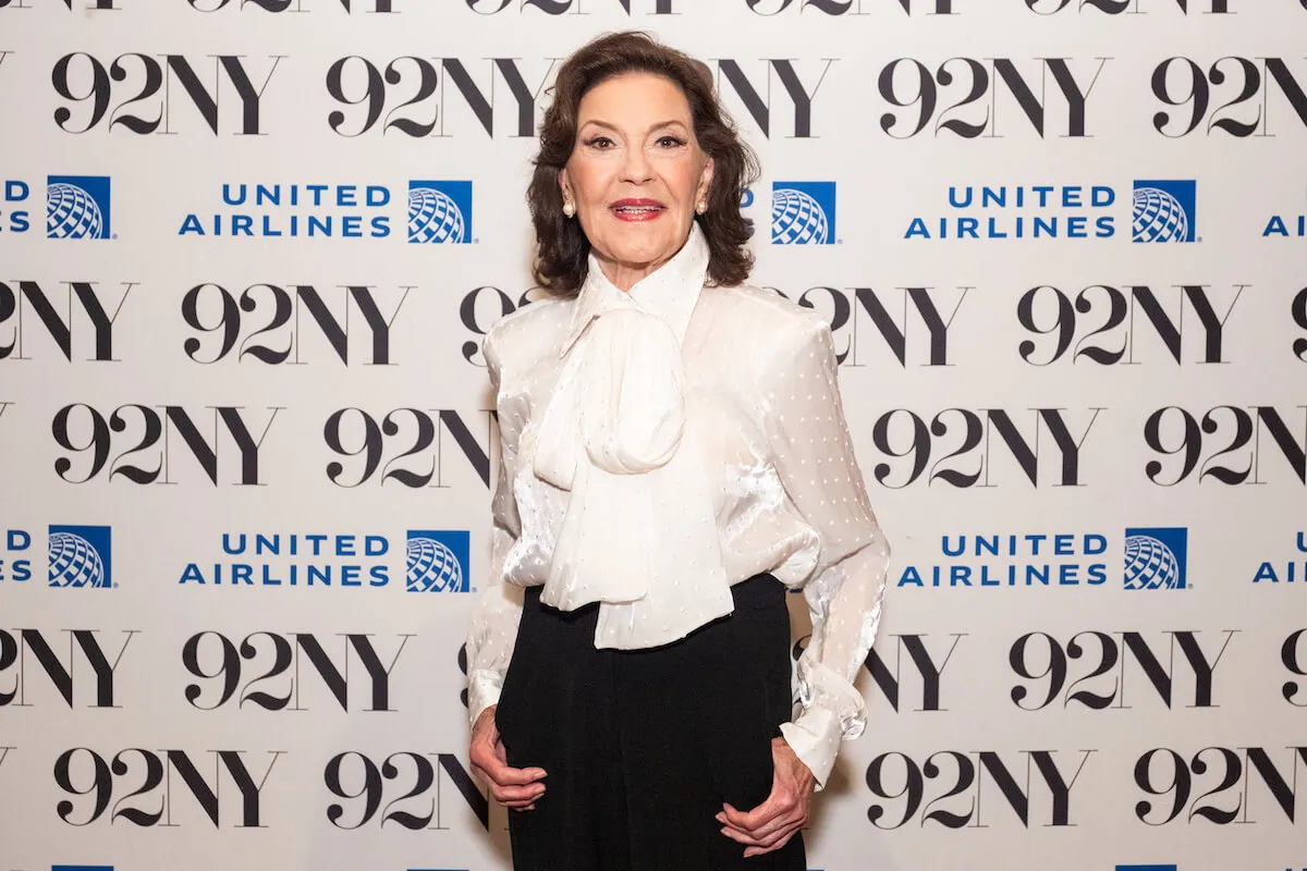 Kelly Bishop, who guest stars on 'Shrinking,' poses wearing a white blouse