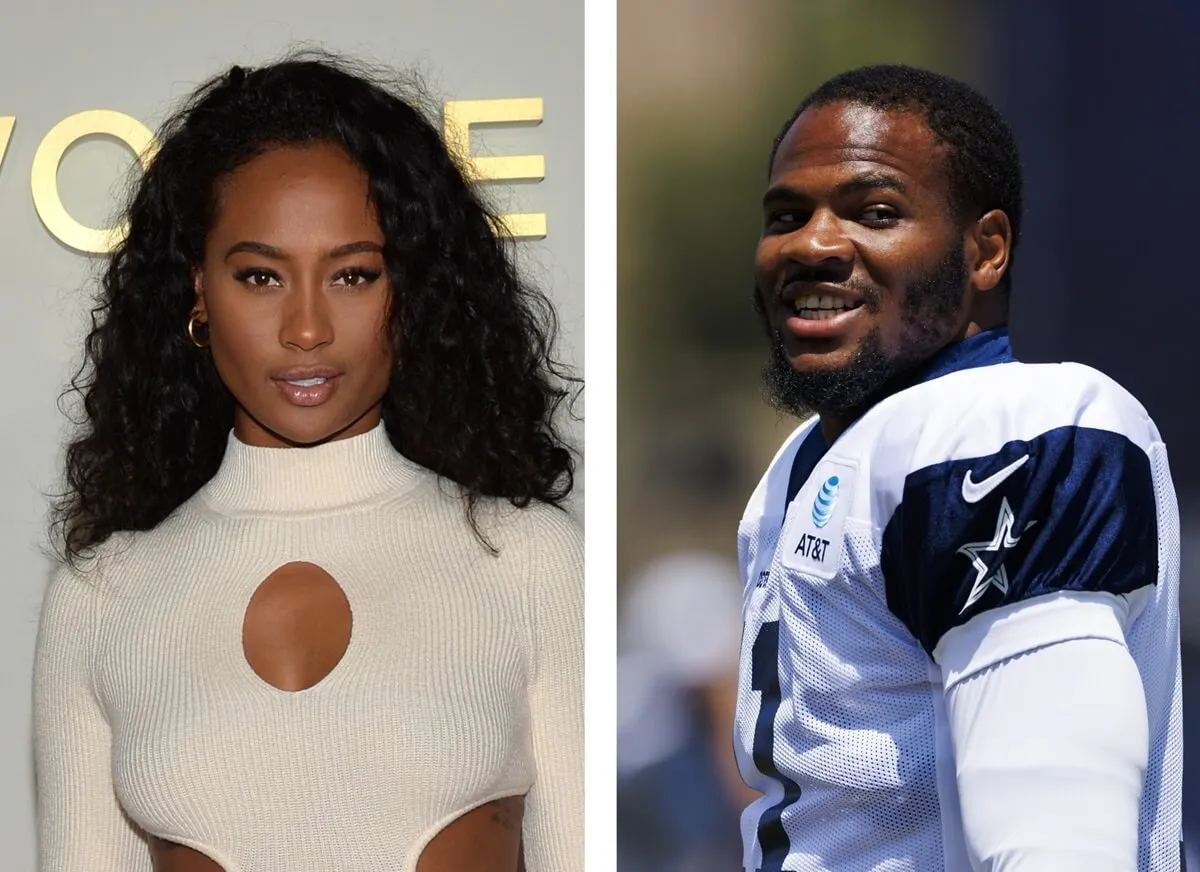 (L): Kayla Nicole attends an event in Los Angeles, (R): Micah Parsons during Dallas Cowboys practice with Los Angeles Rams