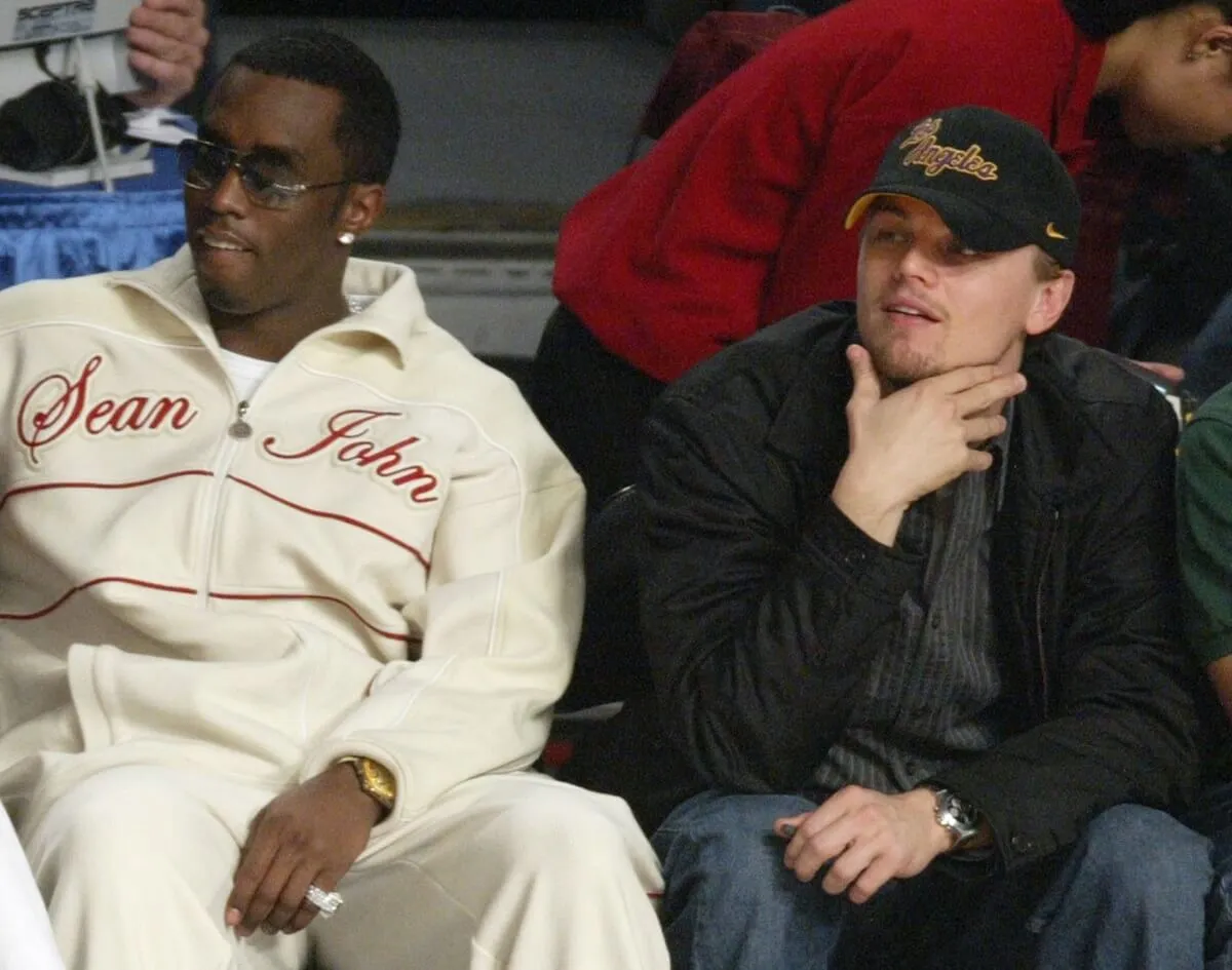 Sean "Diddy" Combs and Leonardo DiCaprio attend the 2004 NBA All-Star Game