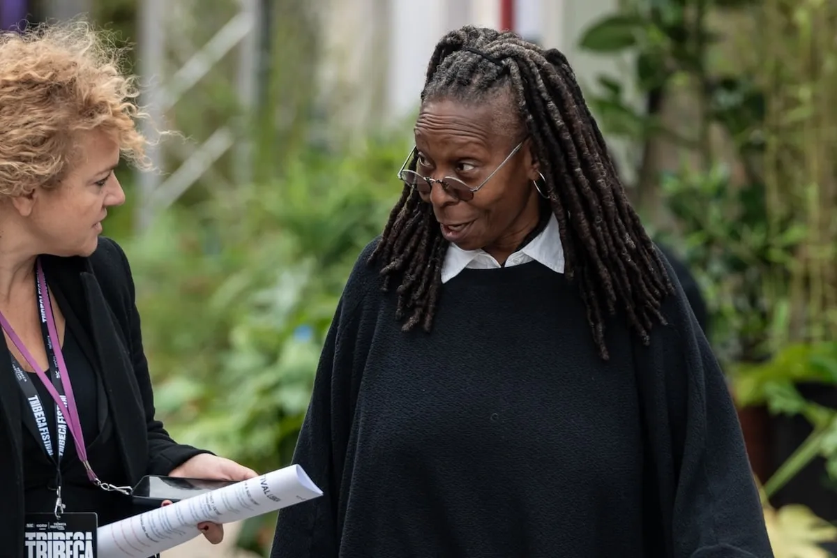 Actor Whoopi Goldberg arrives for day 1 of Tribeca Festival Lisboa and speaks with a representative